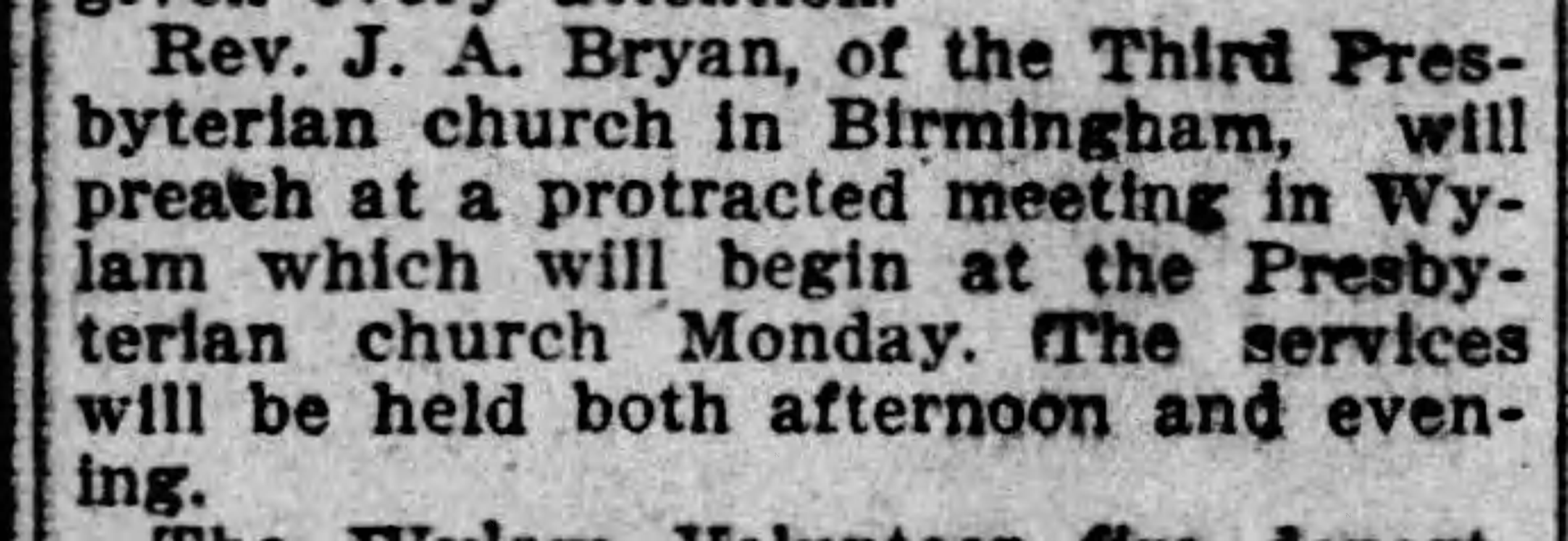 Protracted Services at Wylam